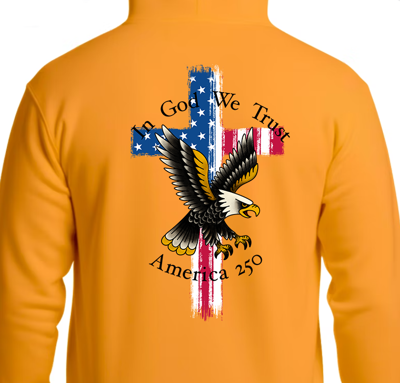 In God We Trust America 250 Hoodie Back Graphics