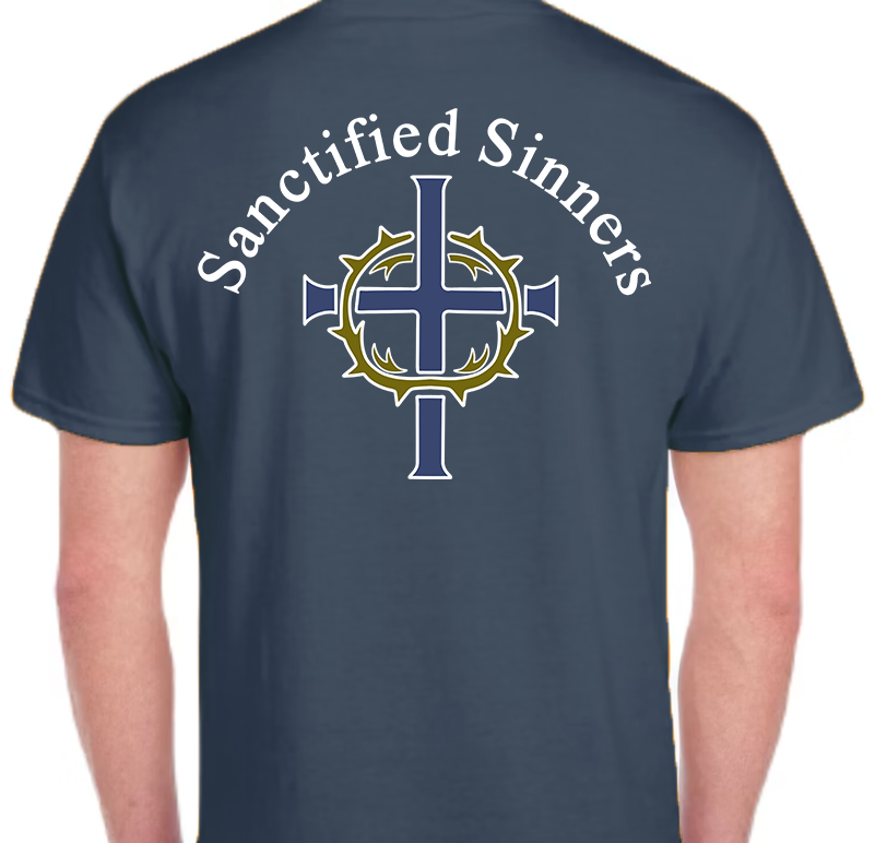 Sanctified Sinners Logo White Men's Back Graphic