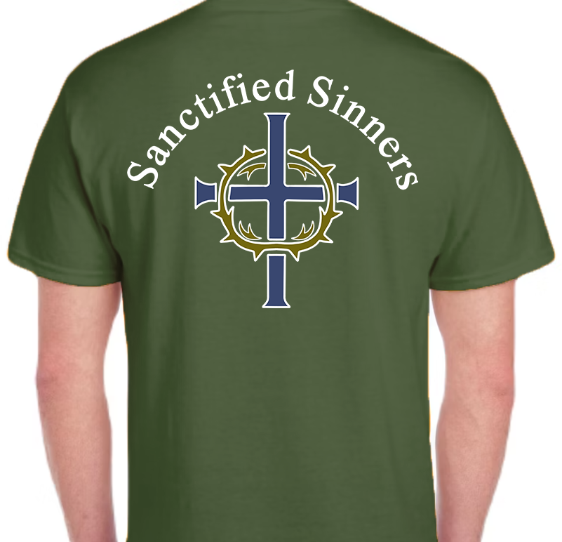 Sanctified Sinners Logo White Men's Back Graphic