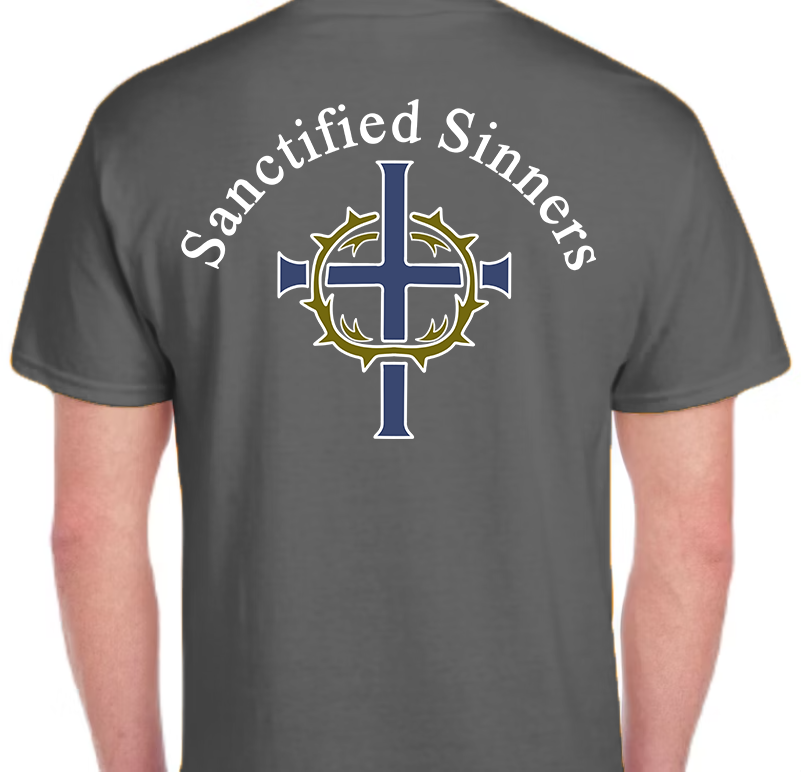 Sanctified Sinners Logo White Men's Back Graphic