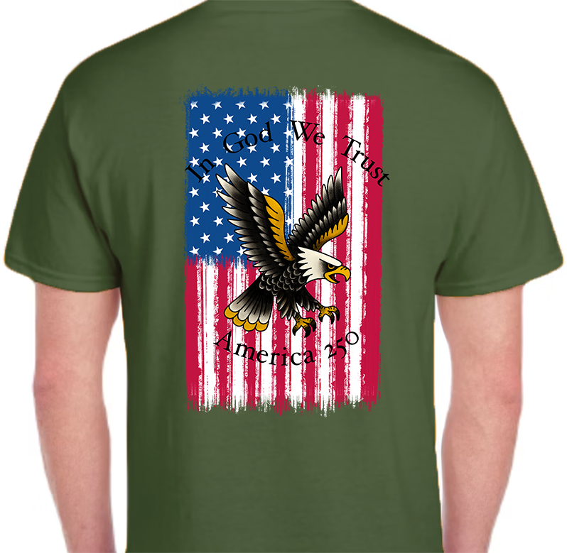 America 250 Flag Men's Back Graphics