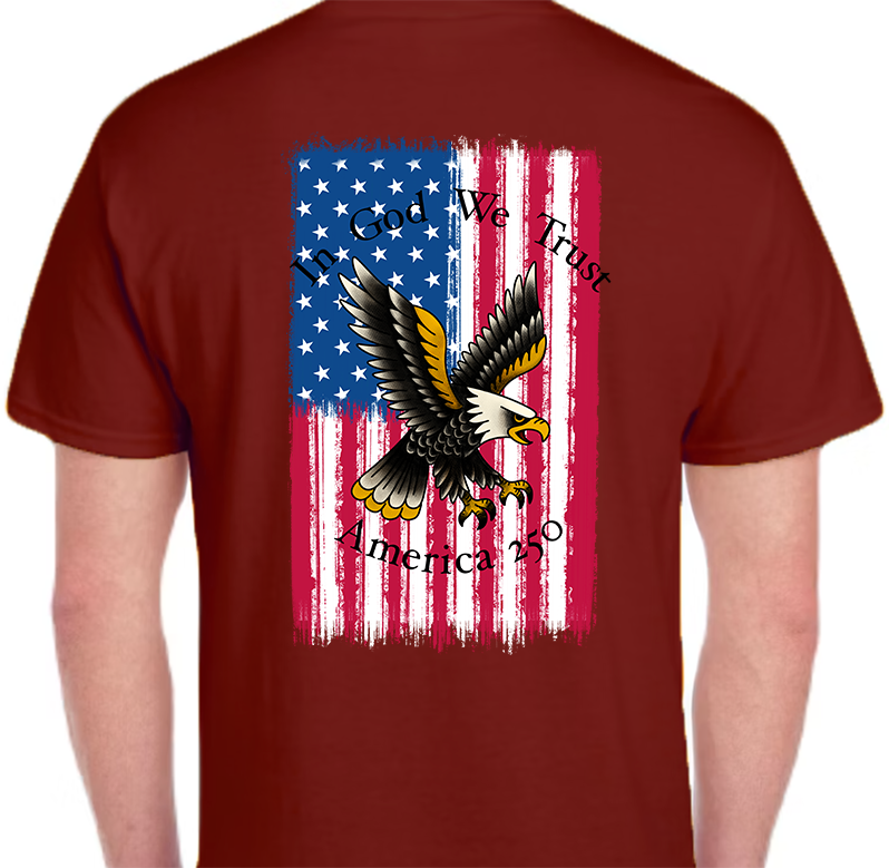 America 250 Flag Men's Back Graphics