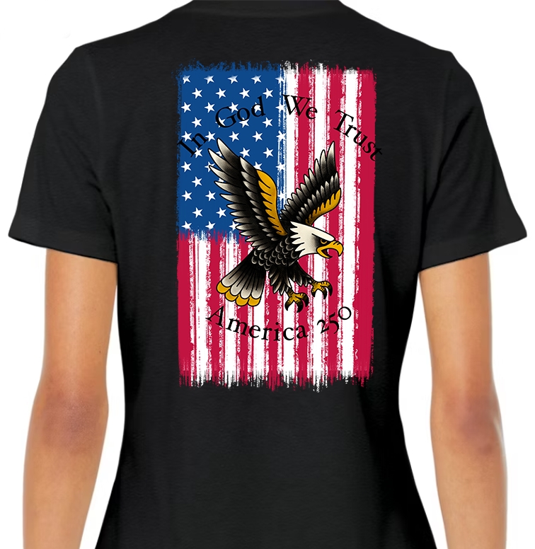 America 250 Flag Women's Back Graphic