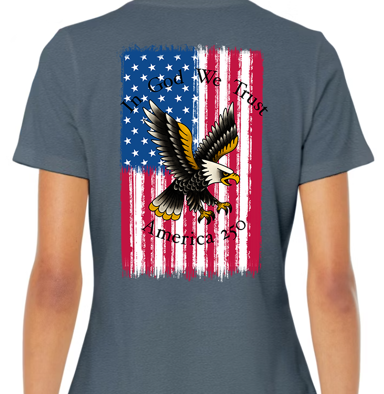 America 250 Flag Women's Back Graphic