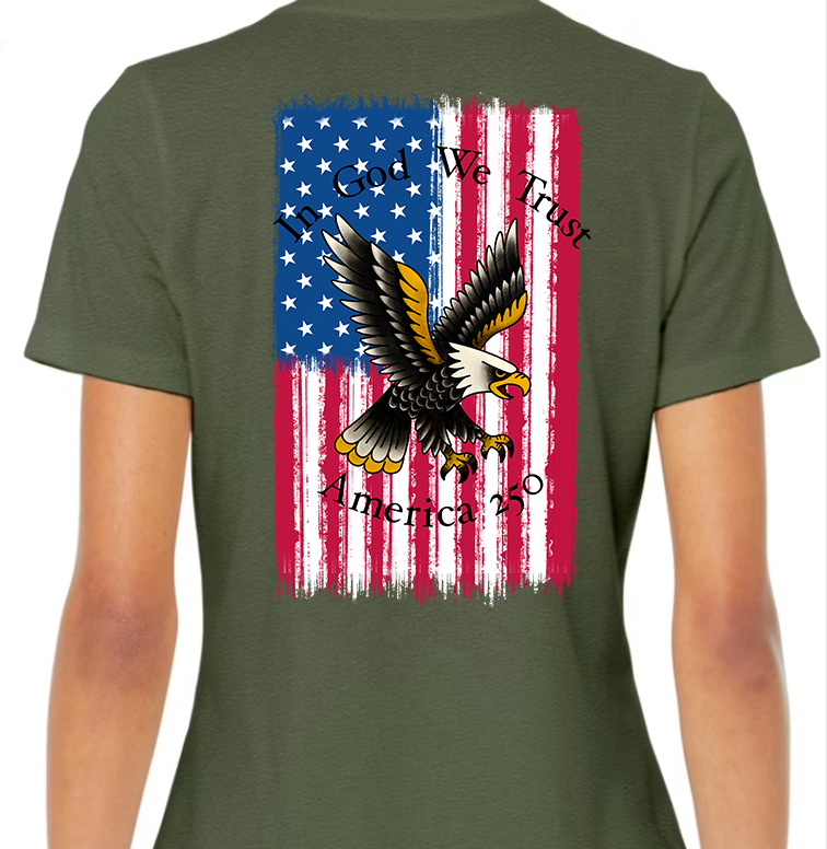 America 250 Flag Women's Back Graphic