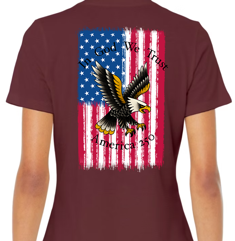 America 250 Flag Women's Back Graphic