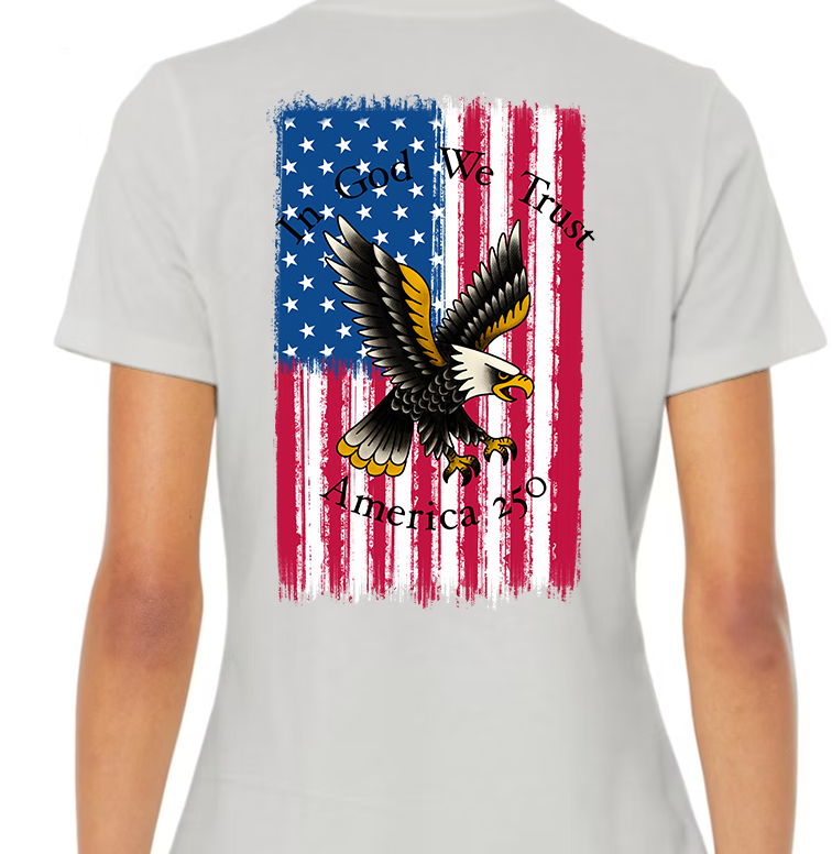 America 250 Flag Women's Back Graphic