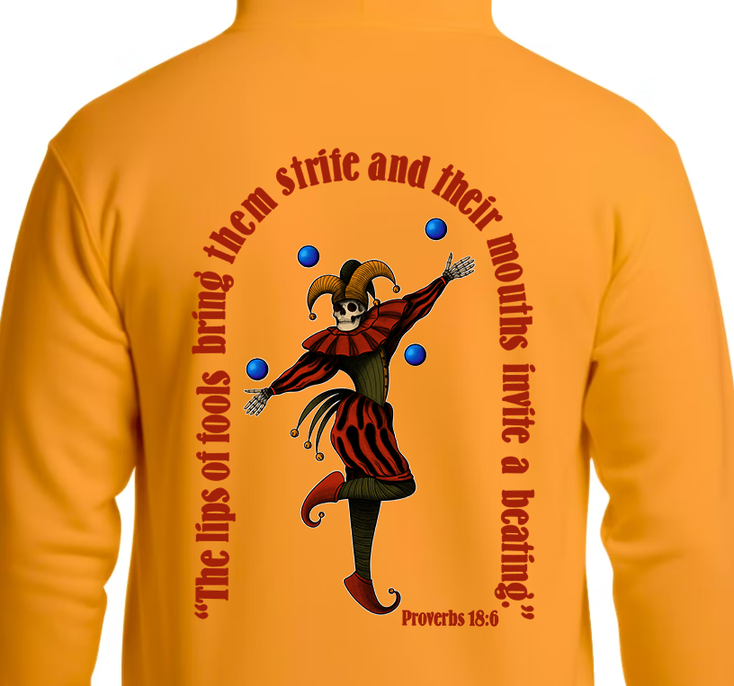 Proverbs 18:6 Hoodie Back Graphics