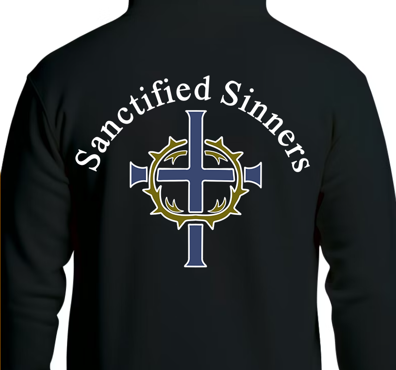 Sanctified Sinner Logo White Hoodie Back Graphics