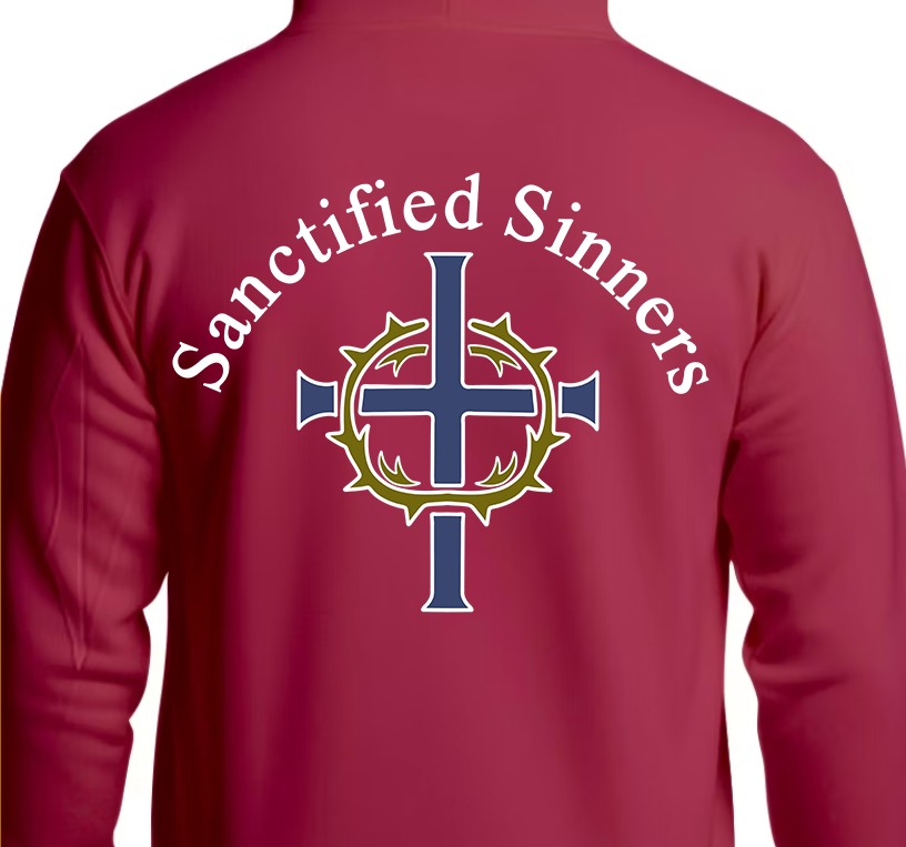 Sanctified Sinner Logo White Hoodie Back Graphics