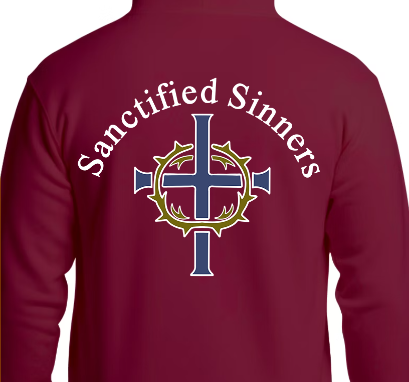 Sanctified Sinner Logo White Hoodie Back Graphics