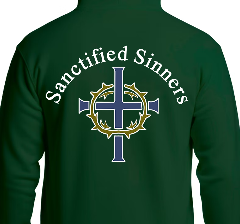 Sanctified Sinner Logo White Hoodie Back Graphics