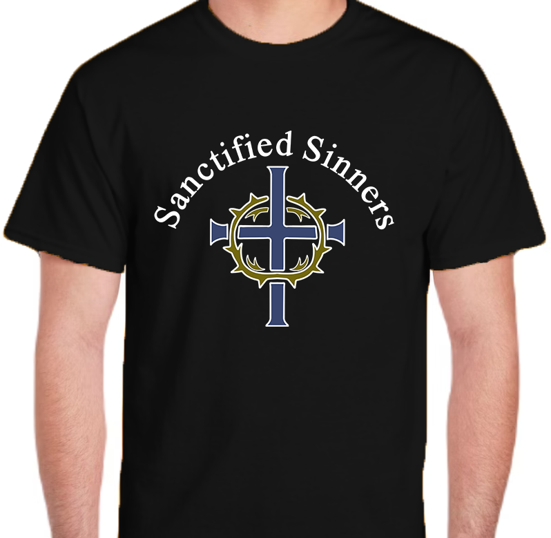 Sanctified Sinners Logo White Men's Front Graphic