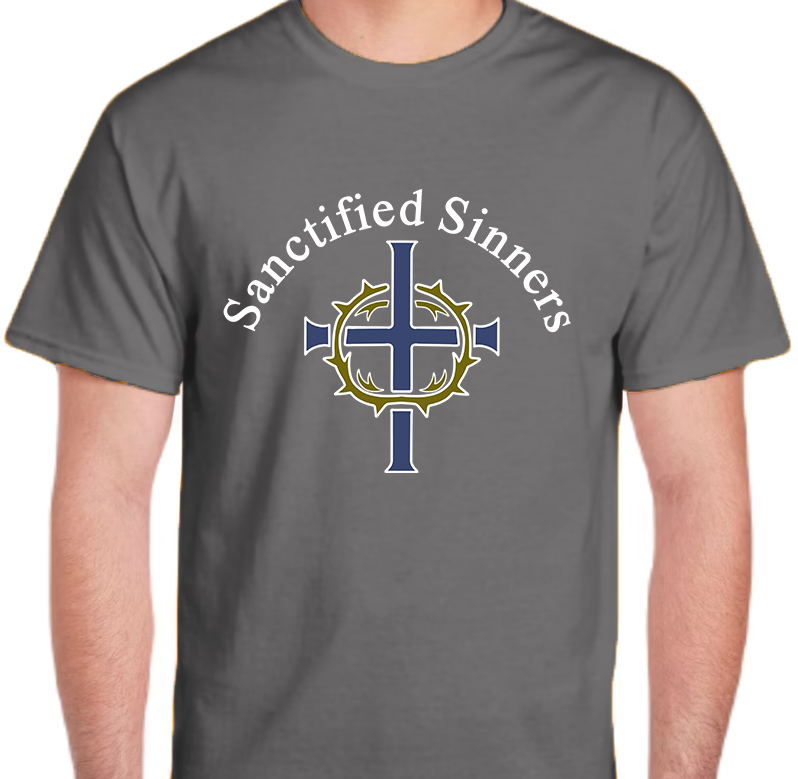 Sanctified Sinners Logo White Men's Front Graphic