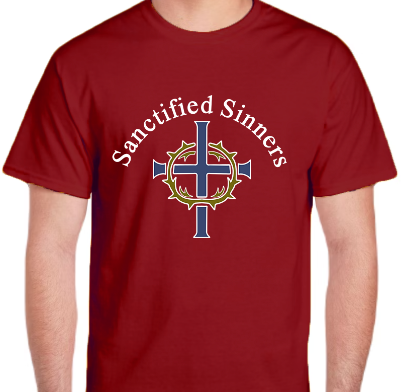 Sanctified Sinners Logo White Men's Front Graphic